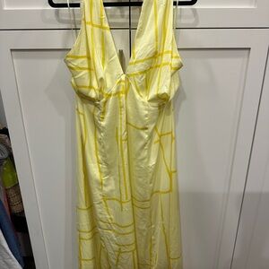 Banana Republic Yellow Patterned Backless Dress